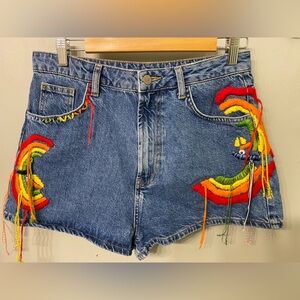Farm Rio Colorful Denim Embroidered Shorts - Tropical Bold Jean 🌾SIZE M🌾